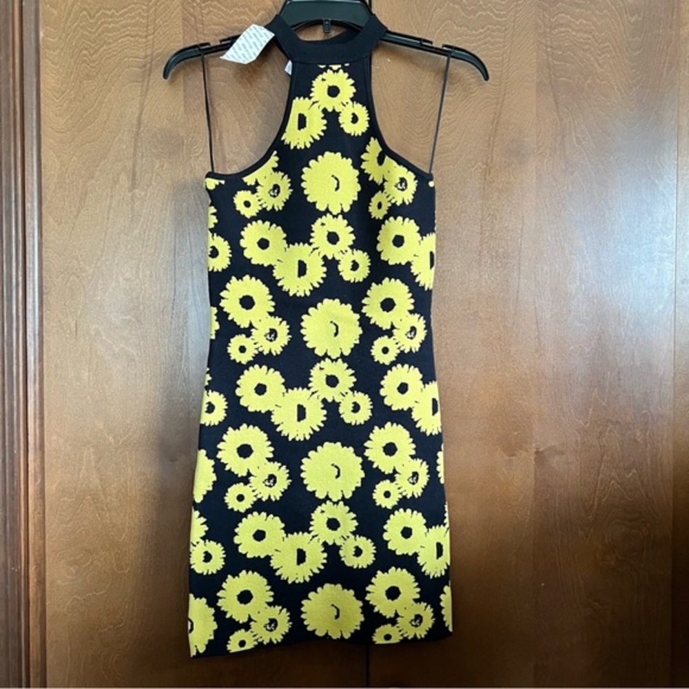 Urban Outfitters Black and Yellow Daisy Knit Dress NWT XS